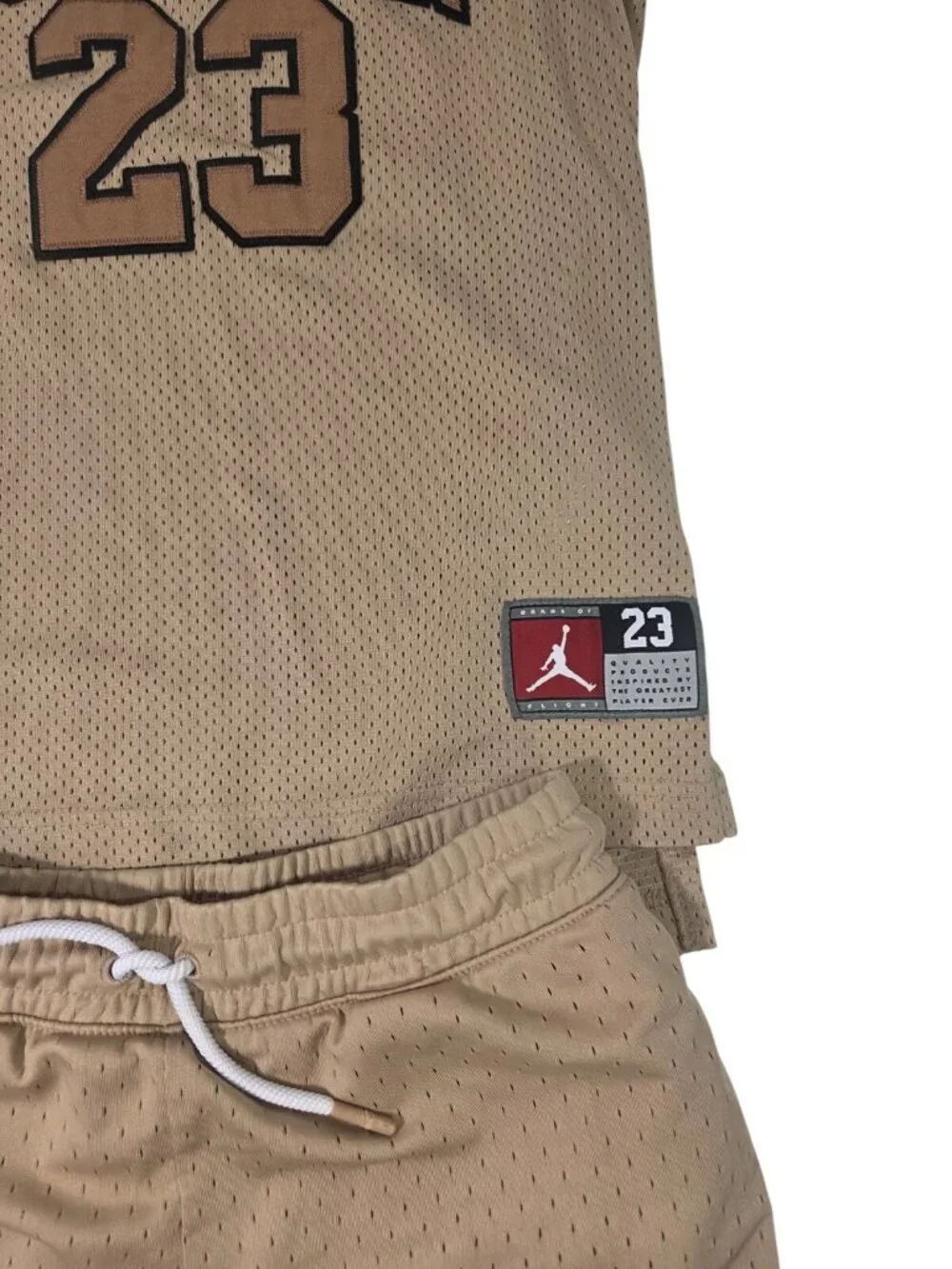 Nike Jumpman Michael Jordan Basketball Jersey Set Shorts Youth Small SEWN Tan - Picture 2 of 6